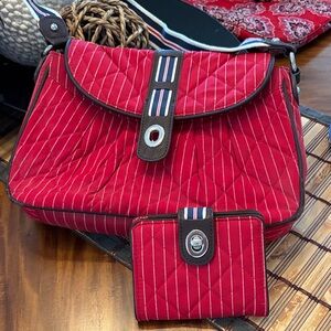 Vera Bradley Red Quilted Bag and Wallet Set